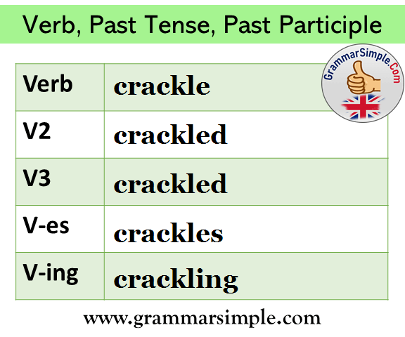 Crackle Past and Past Participle Form, v1 v2 v3 v4 v5 form of Crackle