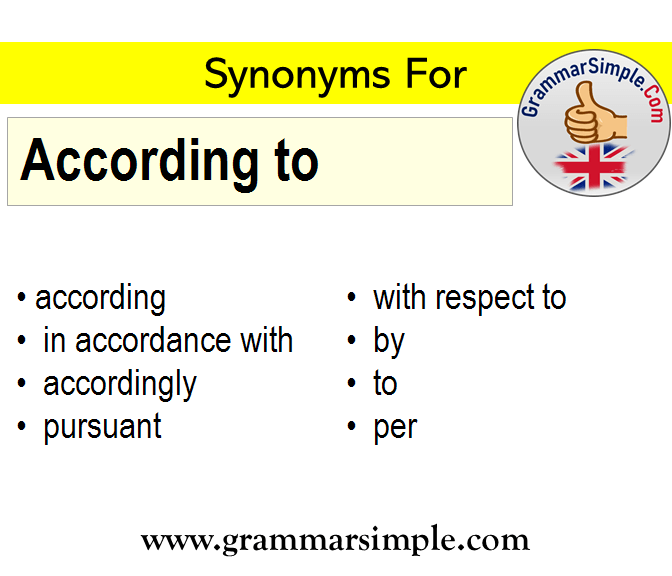 To synonym according ACCORDING TO