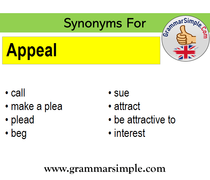 Synonyms of Appeal, Synonym words for Appeal