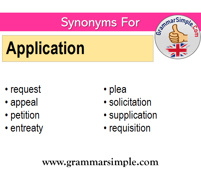 Synonyms of Application, Synonym words for Application