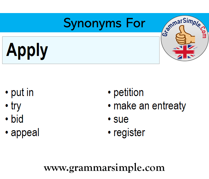 Synonyms of Apply, Synonym words for Apply