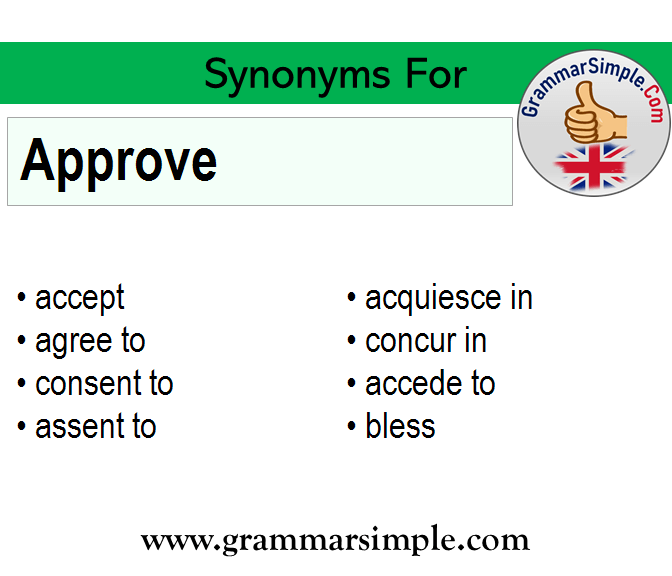 Synonyms of Approve, Synonym words for Approve