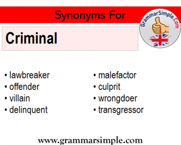Synonyms of Criminal, Synonym words for Criminal