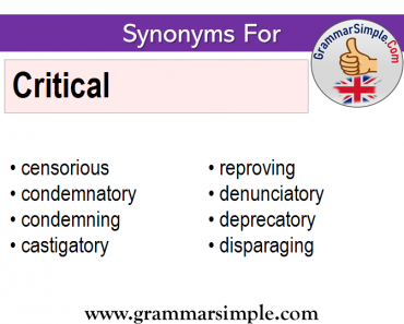 Synonyms of Critical, Synonym words for Critical