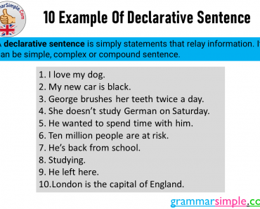 10 Example Of Declarative Sentence in English