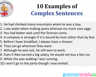 10 Examples of Complex Sentences