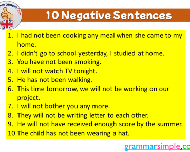 10 Negative Sentences in English