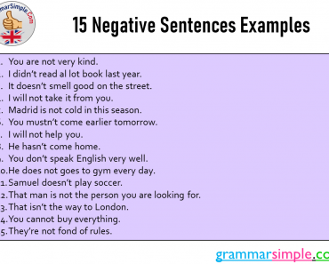 15 Negative Sentences Examples