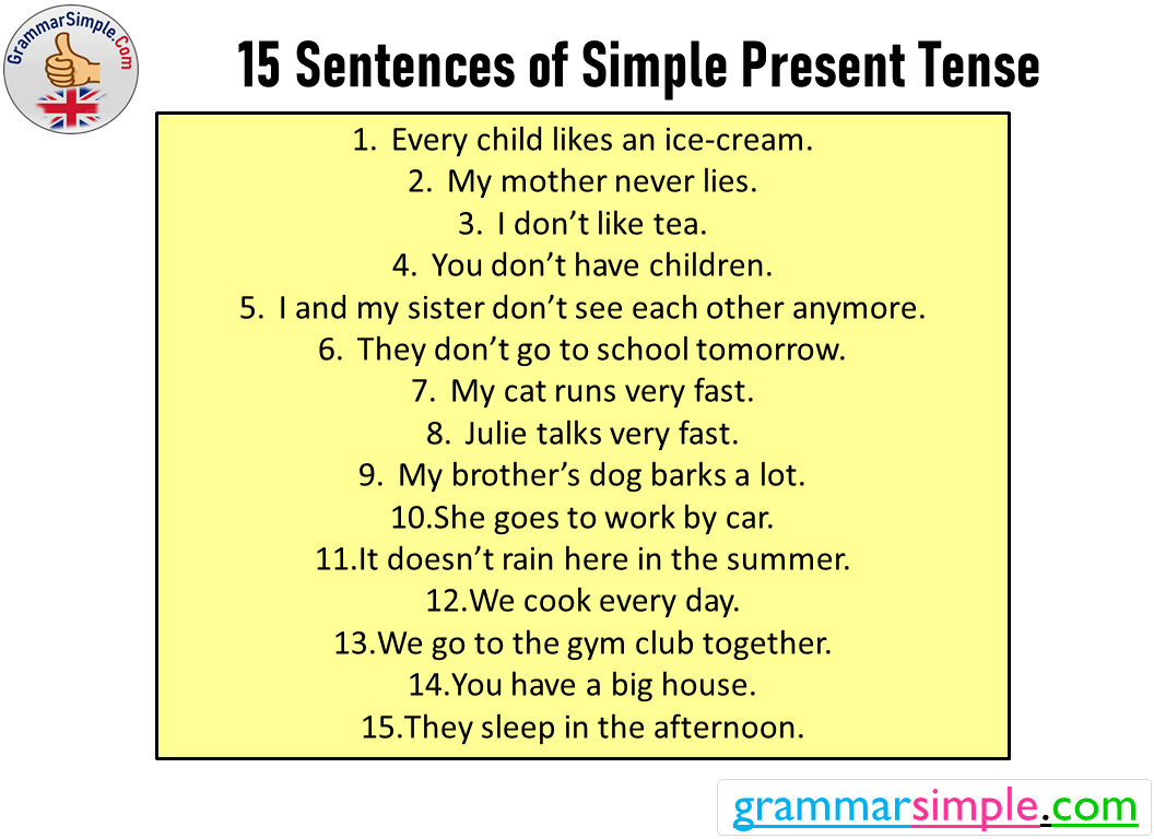Tense examples present simple What is