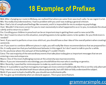18 Examples of Prefixes and Example Sentences