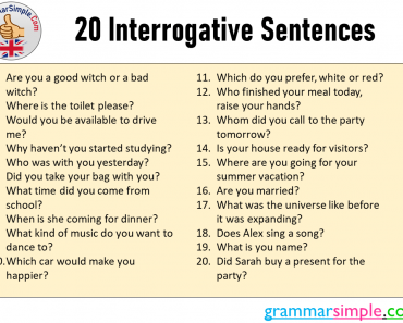 20 Interrogative Sentences in English