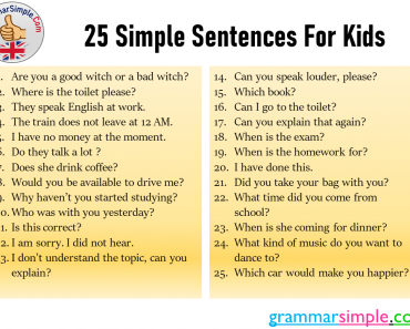 25 Simple Sentences For Kids