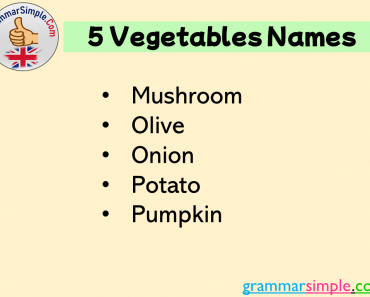 5 Vegetables Names List