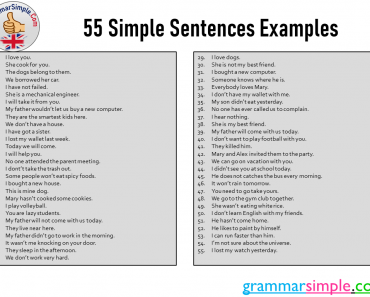 55 Simple Sentences Examples