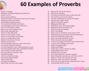 60 Examples of Proverbs