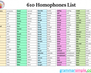 610 Homophones List