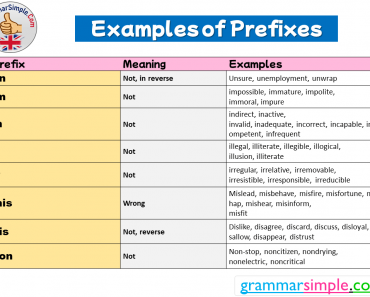 8 Examples of Prefixes, Meaning and Example Sentences