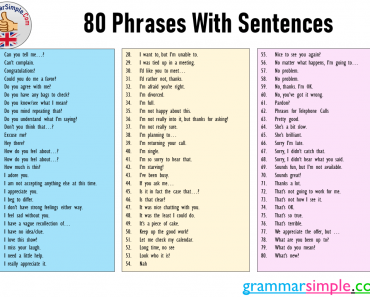 80 Phrases With Sentences in English