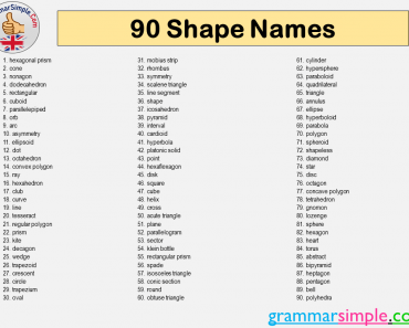 90 Shape Names List in English