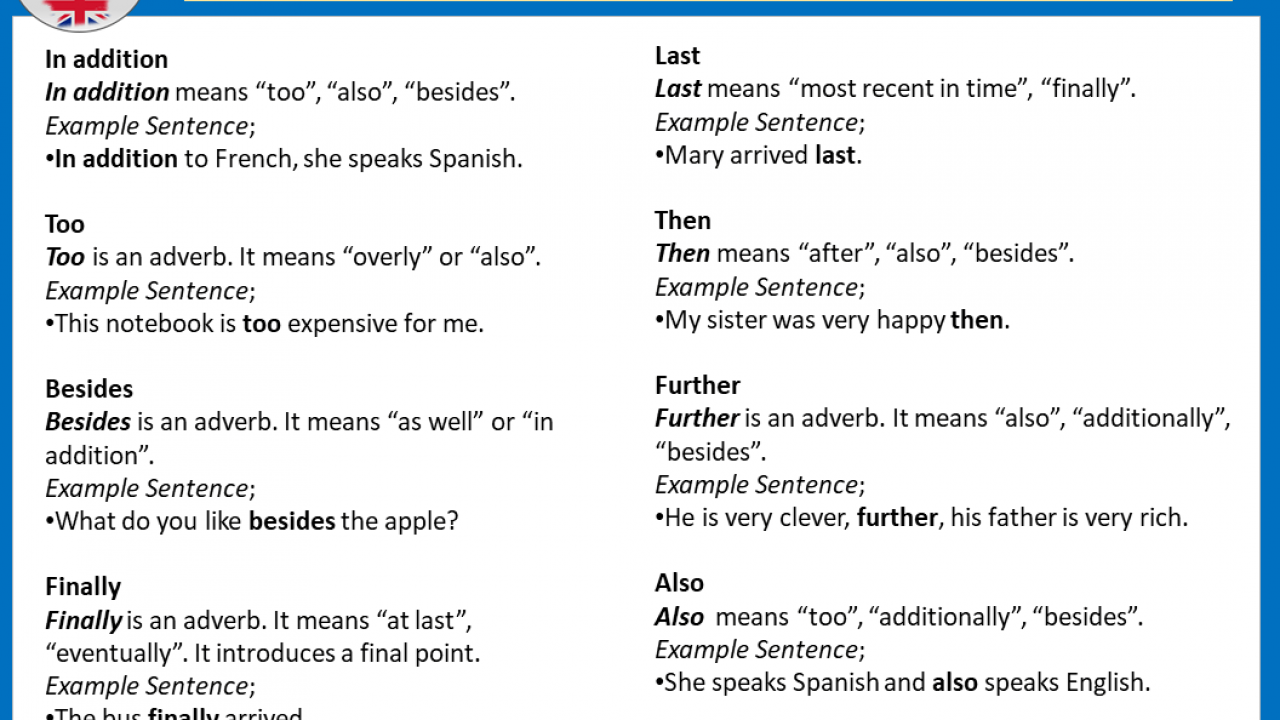 Addition Conjunction Words Meaning And Example Sentences Grammarsimple Com