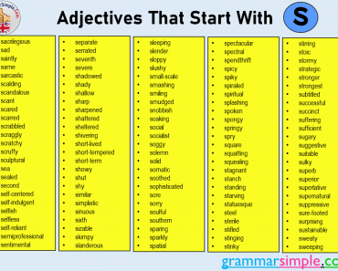 Adjectives That Start With S