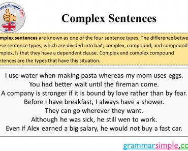 Complex Sentence Examples and Definition, 100 Complex Sentences Examples