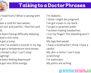 English Talking to a Doctor Phrases