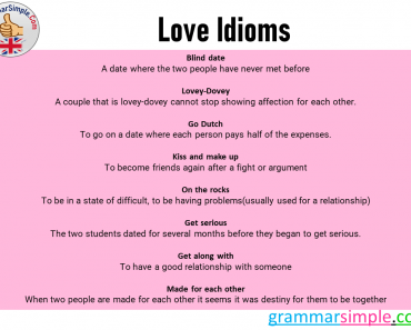 8 Love Idioms And Meaning Archives Grammarsimple Com