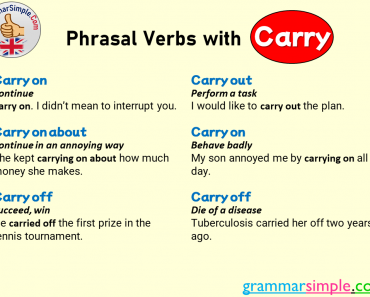 Phrasal Verbs with Carry, Meanings and Example Sentences in English