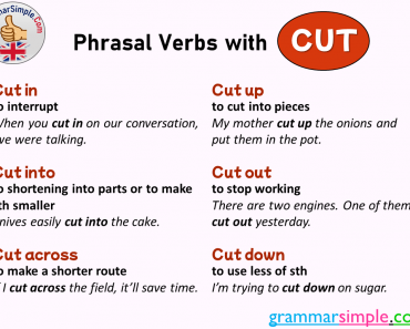 Phrasal Verbs with Cut, Meanings and Example Sentences in English