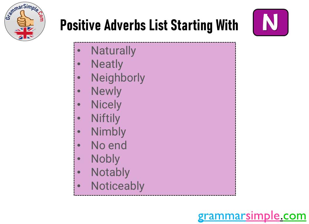 Positive Adverbs List Starting With N Grammar Simple