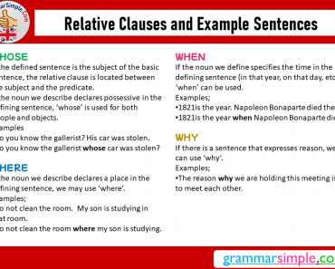 Relative Clauses and Example Sentences