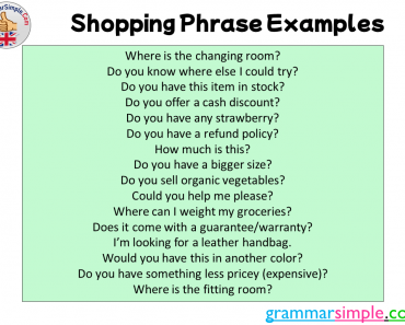 Shopping Phrase Examples