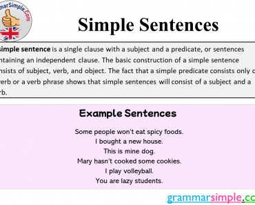 Simple Sentences Example and Definition, Simple Sentences Types