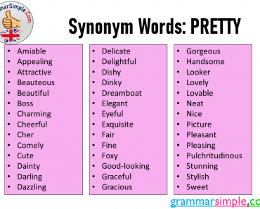 Synonym Words With PRETTY