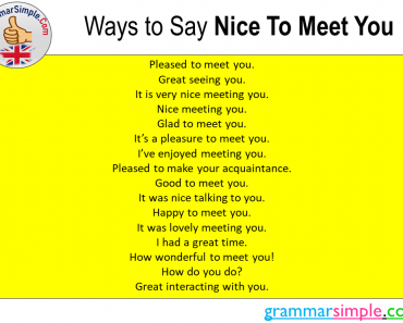 Ways to Say Nice To Meet You