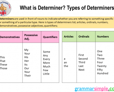 What is Determiner?, Types of Determiners