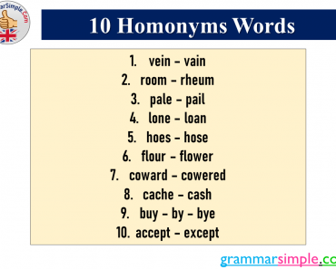10 Examples of Homonyms in English