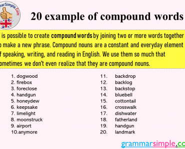 20 example of compound words