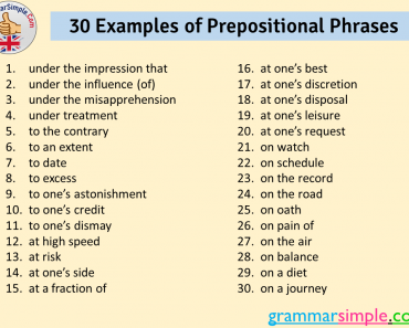30 Examples of Prepositional Phrases