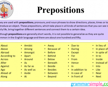 What is Preposition? Types of Prepositions, Definition and Example Sentences