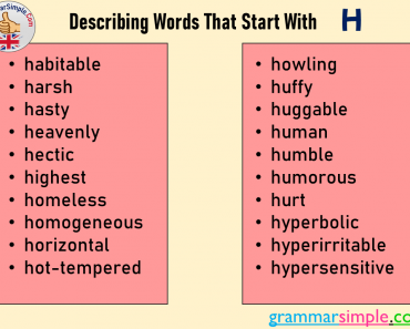 Describing Words That Start With H
