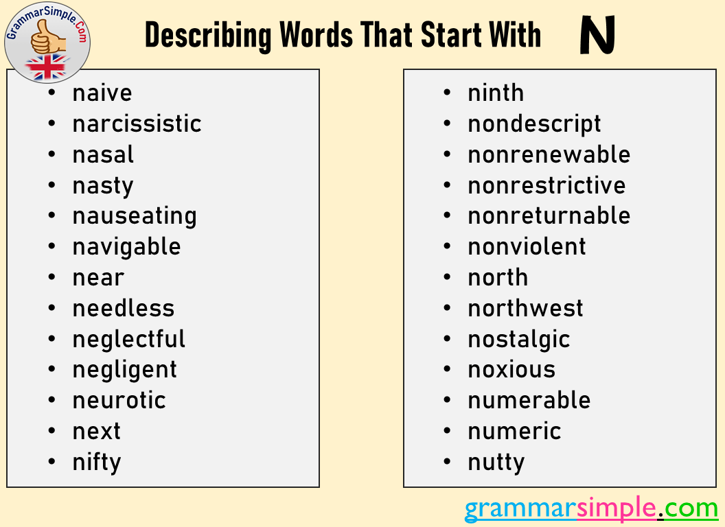 Describing Words That Start With N   GrammarSimple.Com