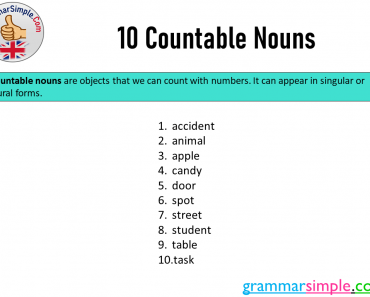 10 Countable Nouns, Countable Nouns Examples