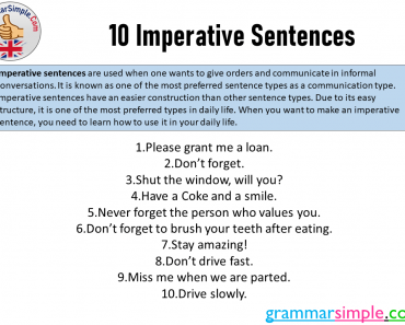 10 Imperative Sentences in English