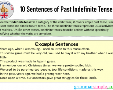 10 Sentences of Past Indefinite Tense