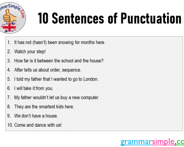 10 Sentences of Punctuation in English