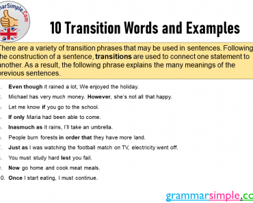 10 Transition Words and Examples in English