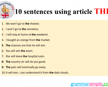 10 sentences using article THE