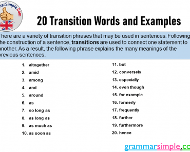20 Transition Words and Examples in English